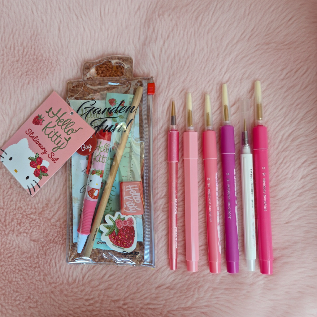 Hello Kitty Stationery Set – Ruler, Eraser, Pen, Pencil, Sharpener and Sticker Sheet