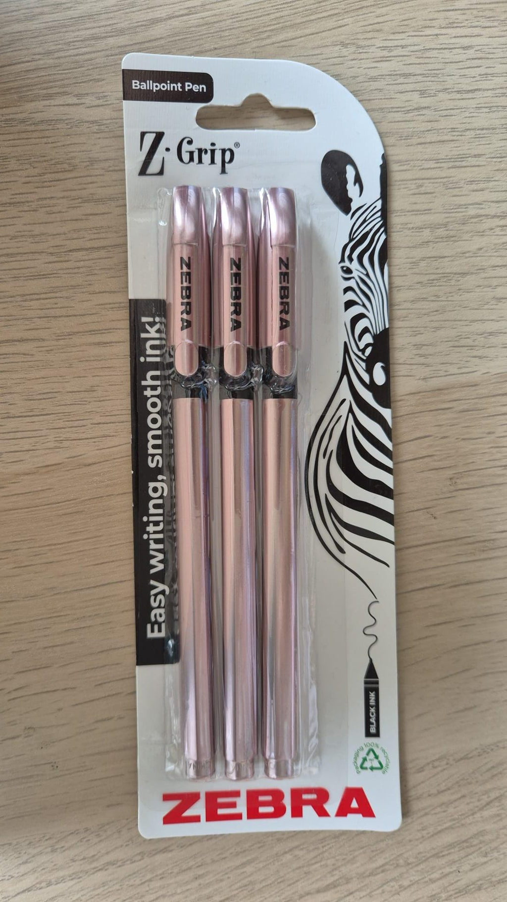 Zebra Z-Grip Smooth Rose Gold Ballpoint Pens (Pack of 3)