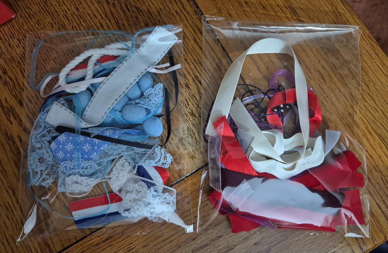 Close-up of mixed craft embellishments from SJA Craft mystery bag – ideal for scrapbooking and card making