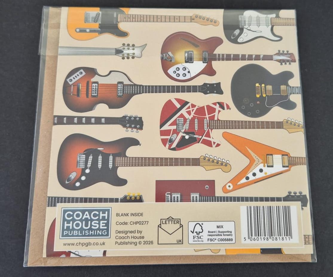 Guitars Greetings Card 150x150mm blank