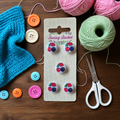 Cherry Button Card – Red & Purple cherries (5 buttons per card)