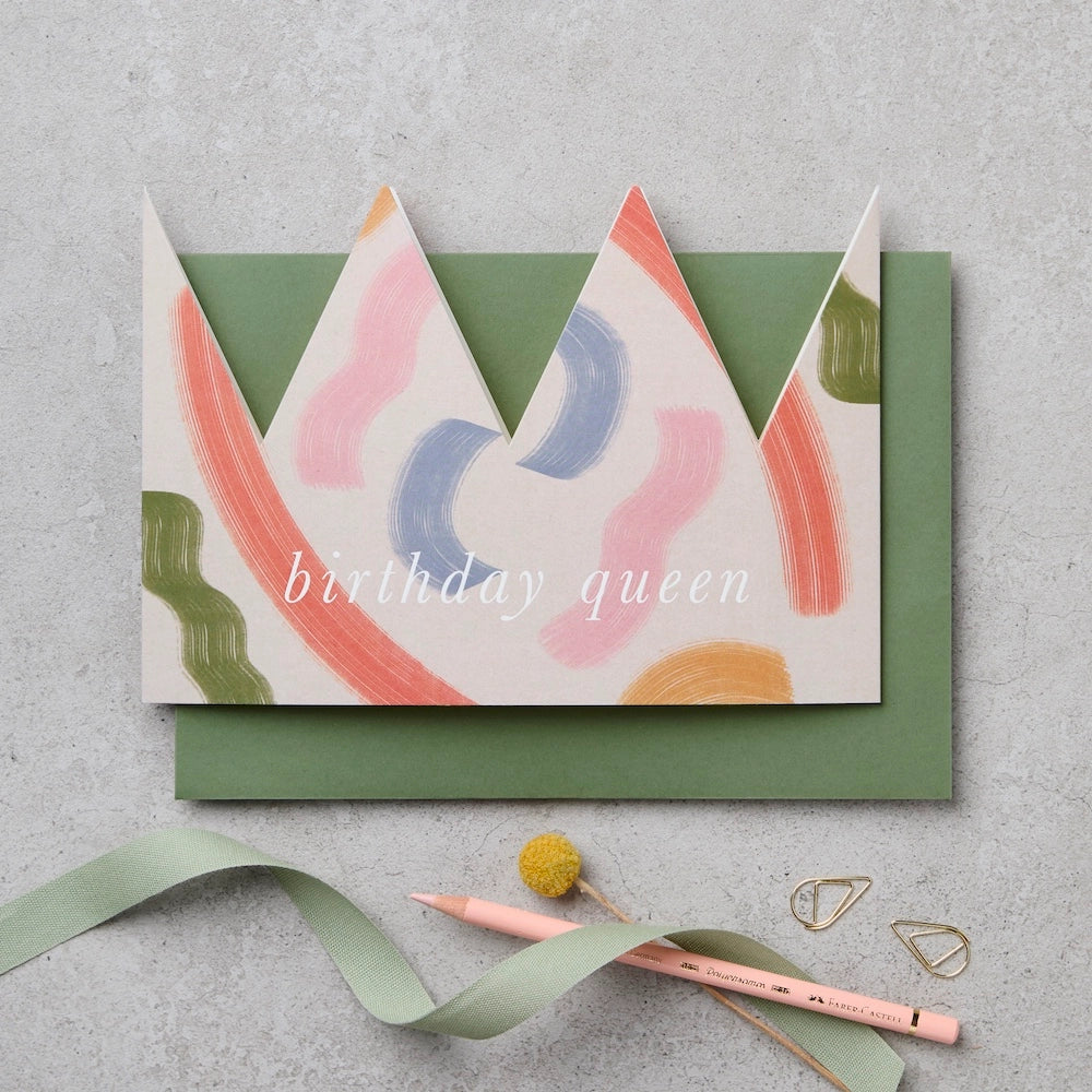 Brushstroke Paper Crown Birthday Card By Katie Leamon
