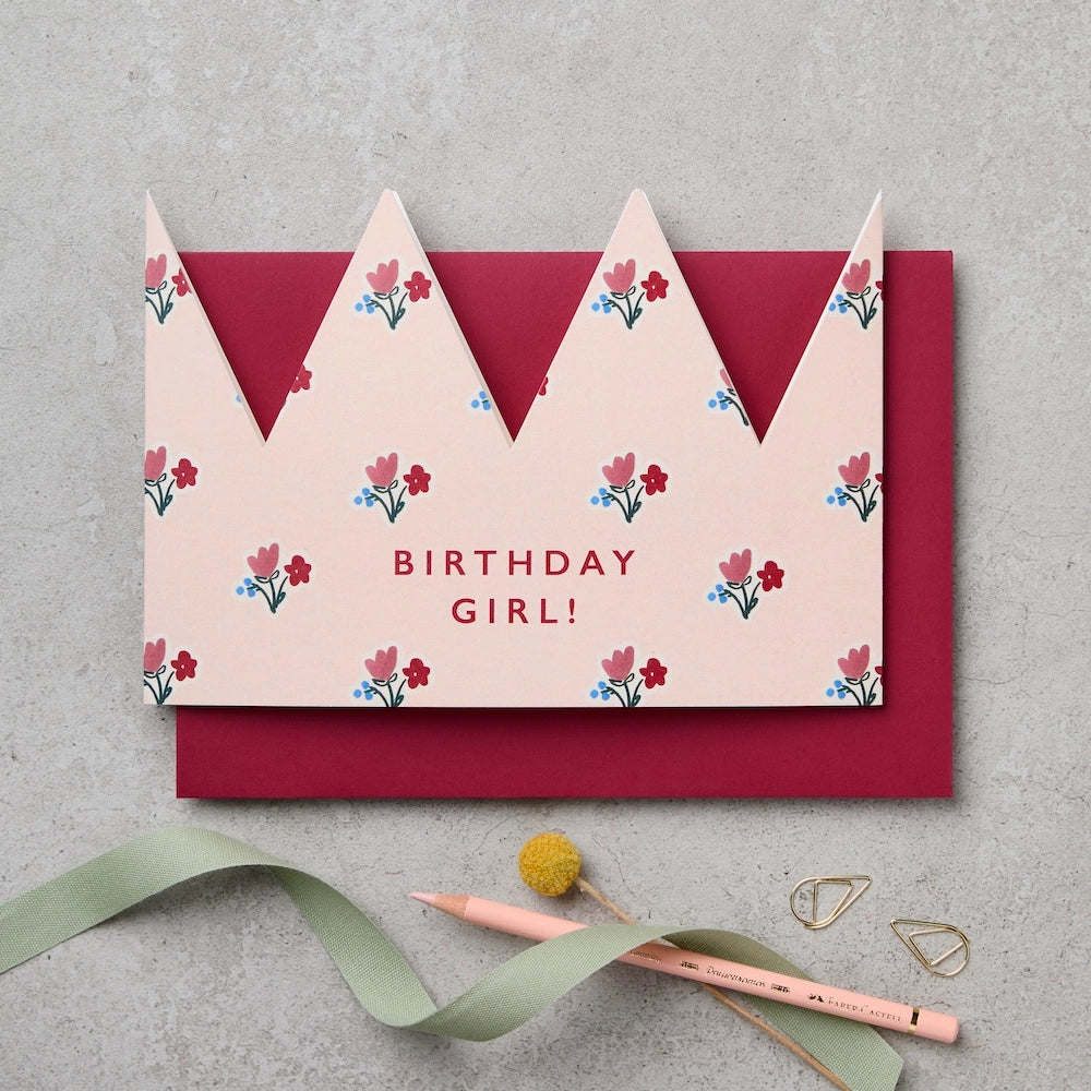 Floral Paper Crown Birthday Card By Katie Leamon