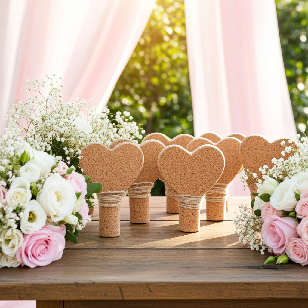 Cork Heart Embellishments – Set of 6