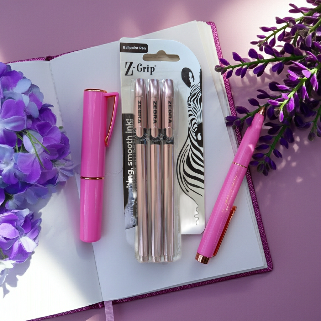 Zebra Z-Grip Smooth Rose Gold Ballpoint Pens (Pack of 3)