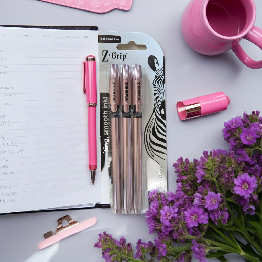 Zebra Z-Grip Smooth Rose Gold Ballpoint Pens (Pack of 3)