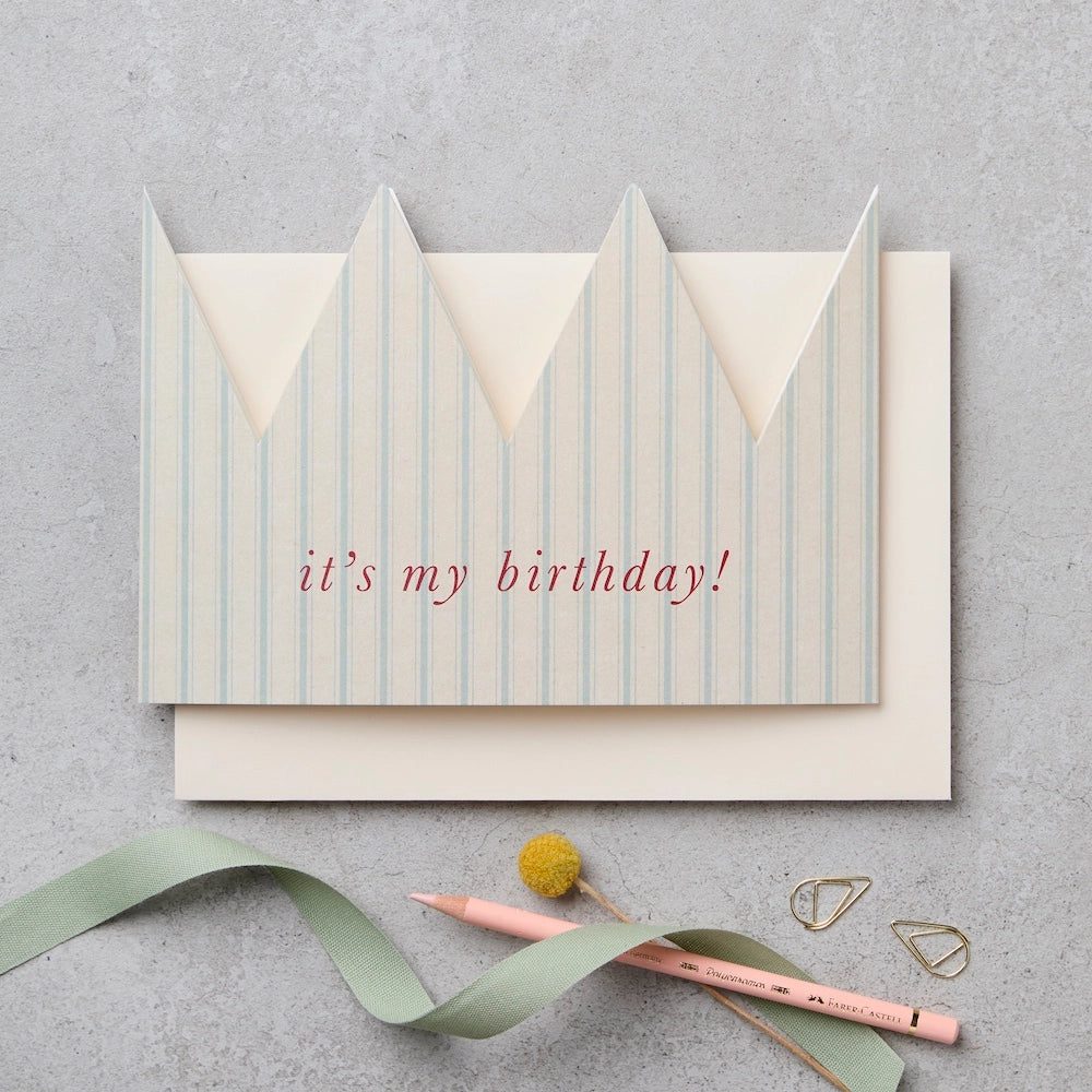 Striped Paper Crown Birthday Card By Katie Leamon